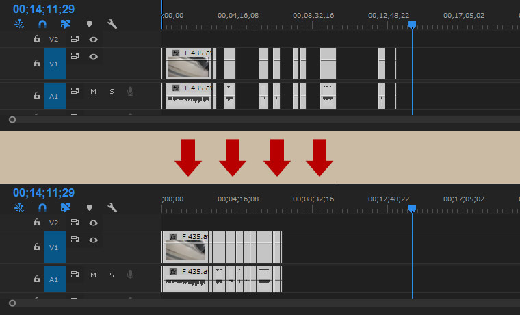 Premiere Proでリップル一括削除 空白を一気に埋める方法 ギャップを詰める 動画補正